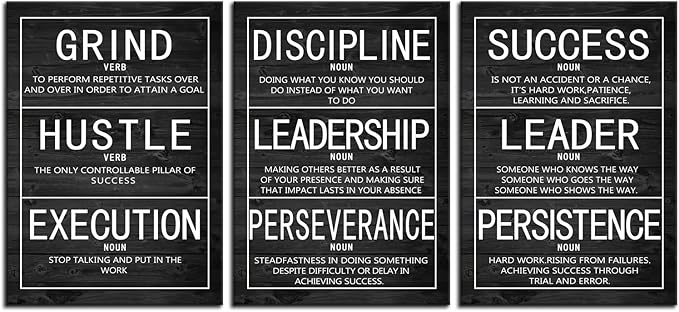 WYJZDZQ8 Inspirational Canvas Wall Art Motivational Poster 3 Pieces Prints Artwork for Living Room Modern Home Decor Inspiring Painting Pictures Stretched and Framed Ready to Hang [60''Wx 28''H]