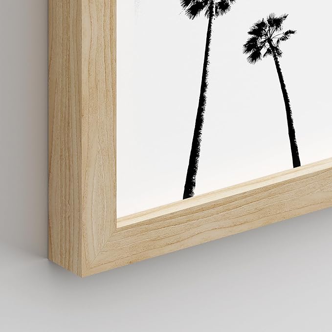 SIGNWIN Framed Poster Bathroom Decor, Wall Art Room Decor Multicolor for Living Room, Bedroom, Office Black White Duotone Tropical Palm Landscape Nature Abstract Shapes - 12"x16"x 8 Natural