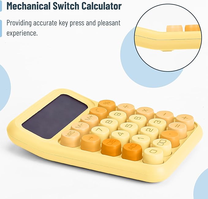 Mr. Pen- Mechanical Switch Calculator, 12 Digits, Large LCD Display, Orange Calculator Big Buttons