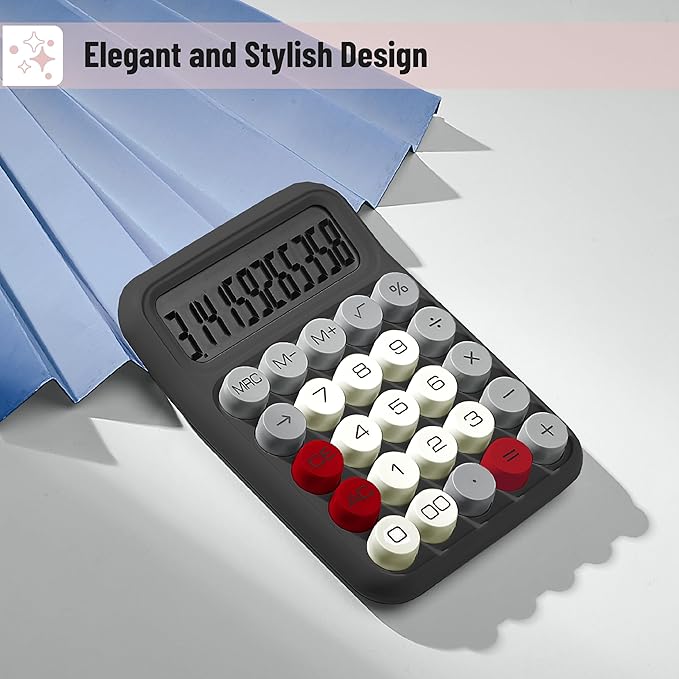 Mr. Pen- Mechanical Switch Calculator, 12 Digits Large LCD Display, Slate Grey Calculator Big Buttons