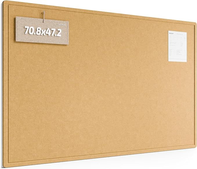 Fluxynara Large Bulletin Board, 70.8" x 47.2"Cork Board Alternative with 48 Safe Removable Adhesive Tabs, Foldable Felt Pin Board for Home Office, Classroom, Bedroom,Entryway for Walls— Mustard Yellow
