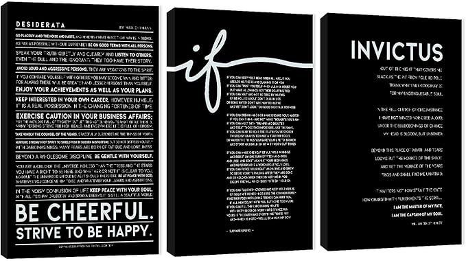 3 Piece Inspirational Wall Art, Black Background Sayings Picture, Quotes Motivational Canvas Prints for Office Decor, Triptych Entrepreneur Painting Framed Artwork for Home Wall Decor (72"Wx36" H)