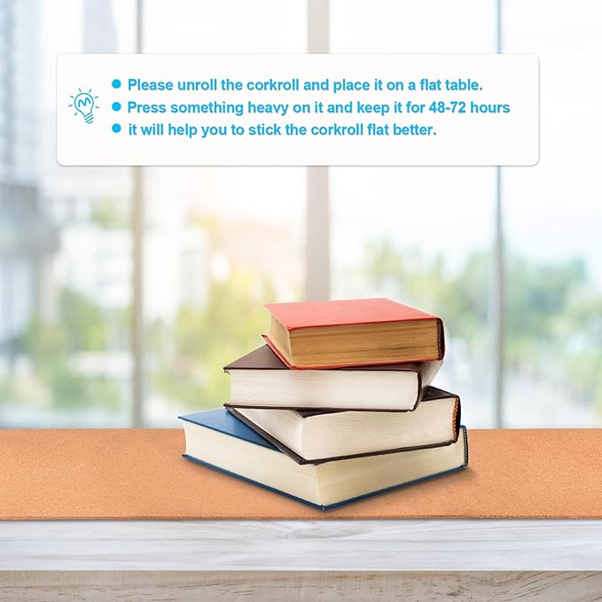 Cork Board Roll, 1/4" (6mm) Thick Cork Boards for Walls, 16"x47"(40x120cm) Cork Board Roll for Office, Home, School(6MM-40120,NO)
