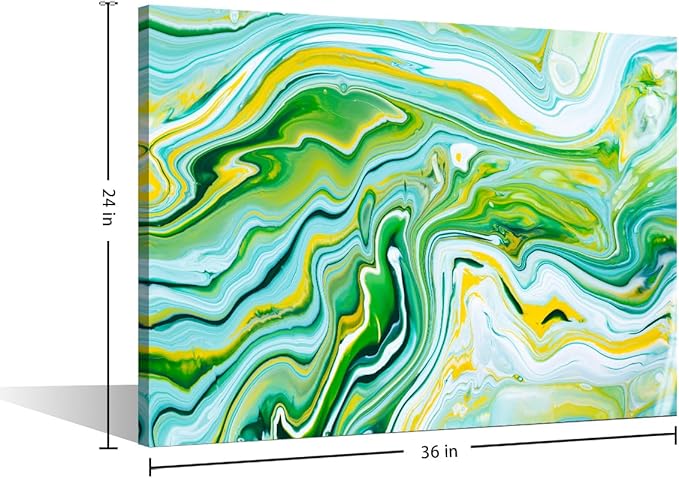 Canvas Wall Art Modern 1 Panel Abstract Poster Blue Yellow and Green Prints on Canvas Native Americans House Canvas Decor for Living Room Wall Art Decor Stretched and Framed Ready to Hang 36x24 in