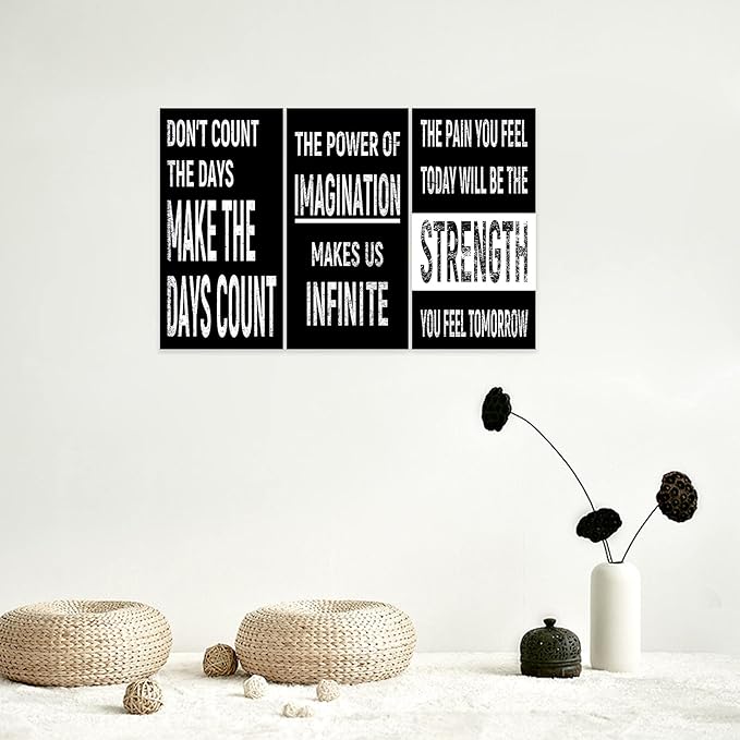 3 Piece Inspirational Wall Art Black Background Sayings Pictures, Quote Motivational Canvas Print for Home Wall Decor, Triptych Entrepreneur Poster Framed Artwork for Women Men Room Decor (36"Wx18" H)