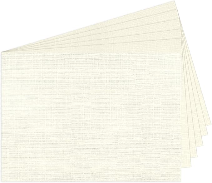 5x7 Ivory Linen Paper Textured Cardstock, Goefun 100lb Wedding Invitation Cardstock Light Cream, Thick Paper for Printing, Invitations, Artworks, Cardmaking, 100 Pack