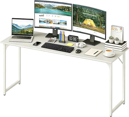 BestOffice Computer Desk,Home Office Desk, Modern Simple Style for Home Office Study Writing (White, 63 Inch)