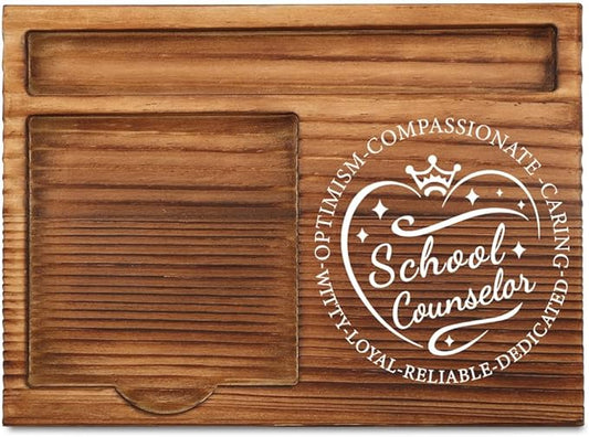 THRXOBN Desk Organizer for School Counselors & Educational Professionals - Natural Wood with Slots for Notes, Pens, and Small Office Supplies – Practical & Stylish Workspace Solution,WSH29