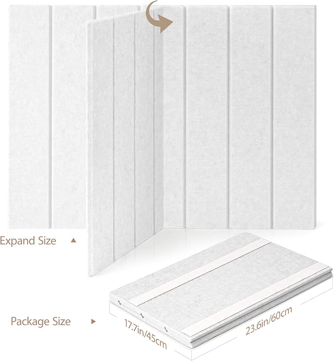 Bulletin Board, 24 x 18 inches Felt Board Decorative Pin Board, 4' x 3' Cork Board Alternative for Wall, Foldable Photo Board with 20 Pushpins - White Stripes
