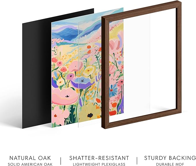 HAUS AND HUES Floral Art Wall Decor - Wildflowers Wall Art for Living Room, Floral Artwork for Bedroom Walls, Flower Painting for College Girls Dorm Room (Valley, Walnut Frame, 24x36)