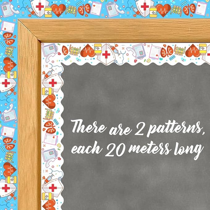 65Feet Healthcare Workers Nurse Bulletin Board Borders Roll for Doctor Appreciation Week Nurse Day Party Decoration Medical Nursing Nurse Graduation School Classroom Hospital Bulletin Board Décor