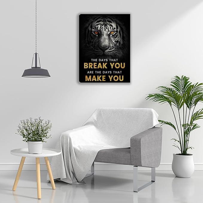 Motivational Office Wall Decor Posters Inspirational Black Wolf Canvas Wall Art Posters Prints Entrepreneur Quote Wall Picture Paintings Artwork Home Bedroom Living Room Decor Framed 12"x16"