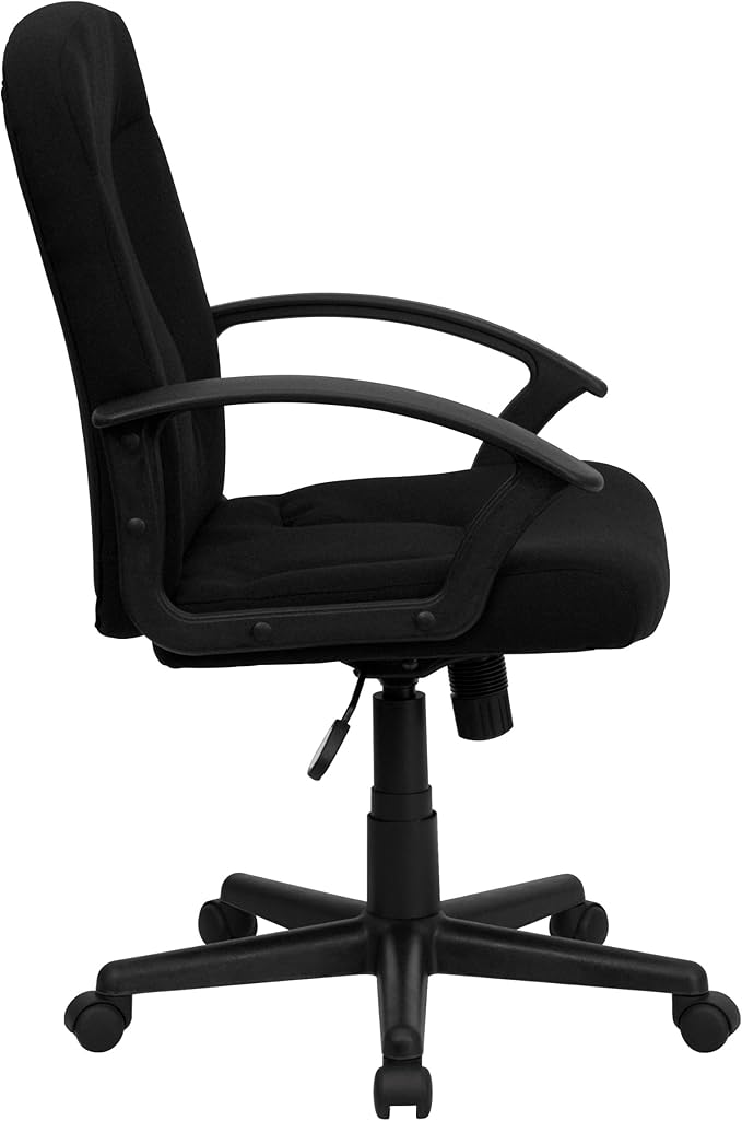 Flash Furniture Garver Mid-Back Black Fabric Executive Swivel Office Chair with Nylon Arms