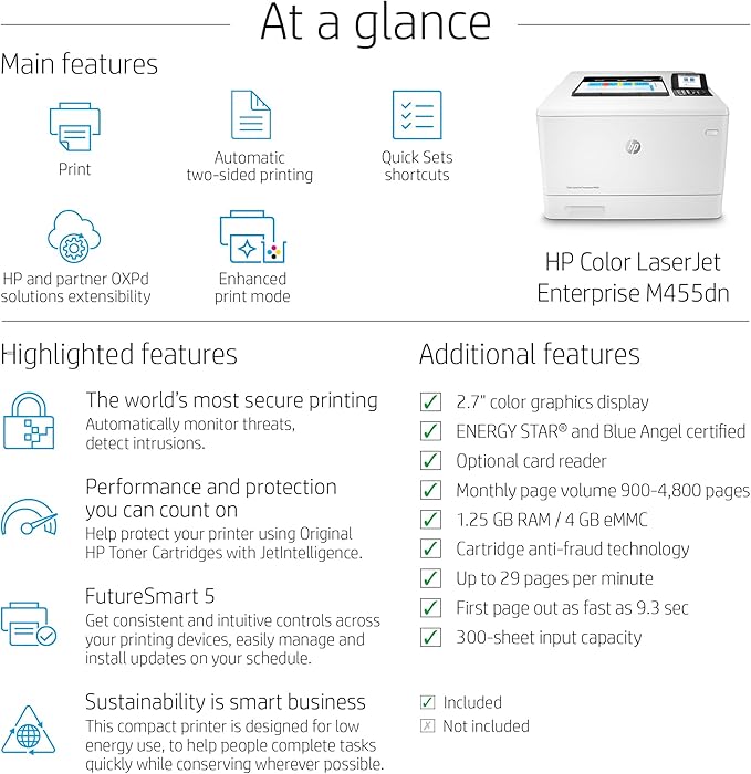 HP Color LaserJet Enterprise M455dn Duplex Printer (3PZ95A)