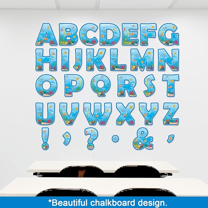 150 PCS Large 7" Bulletin Board Letters Set, Under the Sea Themed Party Classroom Alphabet Cutouts Letters for Bulletin Board Display Home School, A Great Helper to Inspire Students' Learning Interest