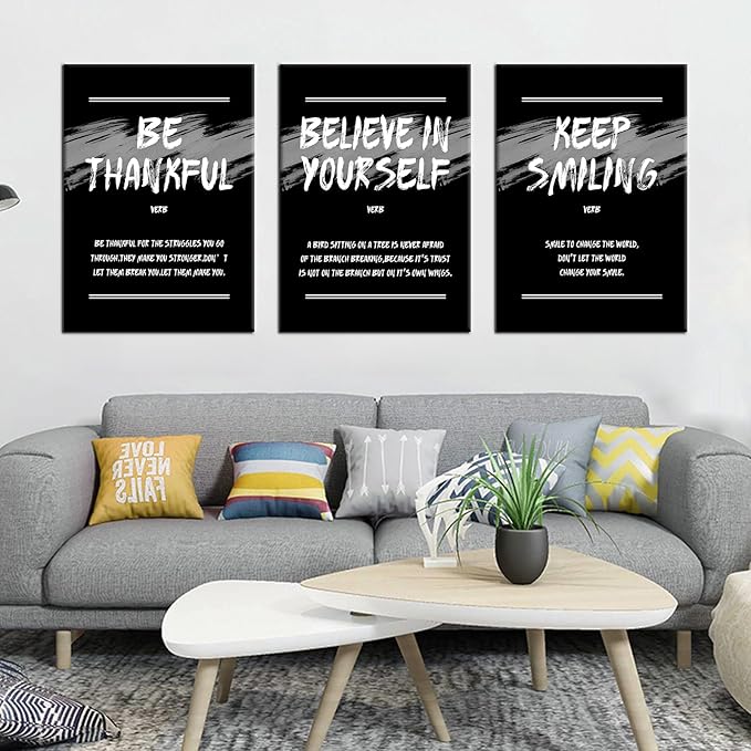 Motivational Poster Print Canvas Wall Art Home Decor Inspirational Entrepreneur Quotes Positive Theme Picture Painting Artwork for Living Room Gym School Office Stretched and Framed [60''Wx28''H]