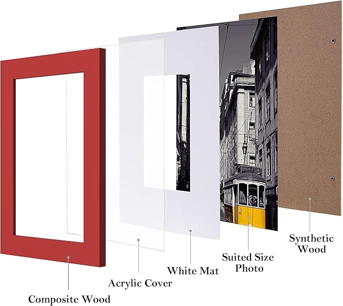 eletecpro 4x6 Picture Frames Set of 10, Picture Frame Collage Wall Decor Display 3.5x5 Photo with Mat or 4x6 without Mat, Home Decor Gallery Frame for Table Top or Wall Mounting, Red