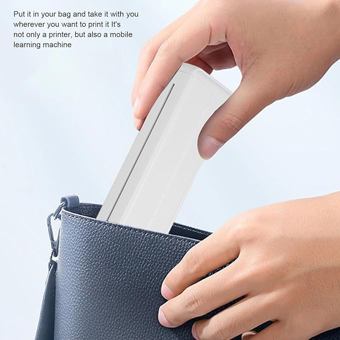 ZJchao Portable A4 Thermal Printer Inkless Mobile Printer for Home and Office (White)