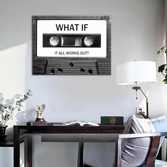 Motivational Canvas Wall Art Poster Print What If It All Works Out Inspirational Entrepreneur Quotes Picture Painting Wall Decor Artwork for Bedroom Office Stretched and Framed [18''W X 24''H]
