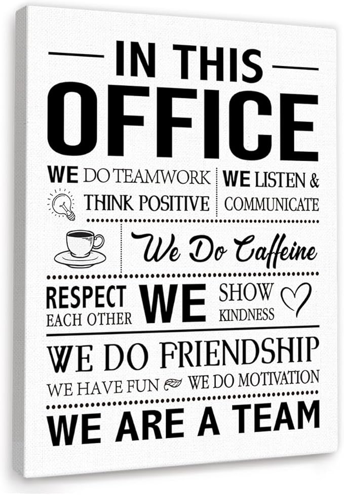 In This Office Wall Decor,Positive Team Quote We Are A Team Wall Art Canvas Framed for Office Workplace Wall Decor 12 x 15 in