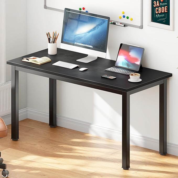 SogesHome 47 inches Modern Simple Computer Desk, Gaming Table PC Desk Coner Computer Table Study Writing Table Workstation, for Home Office Use, Black