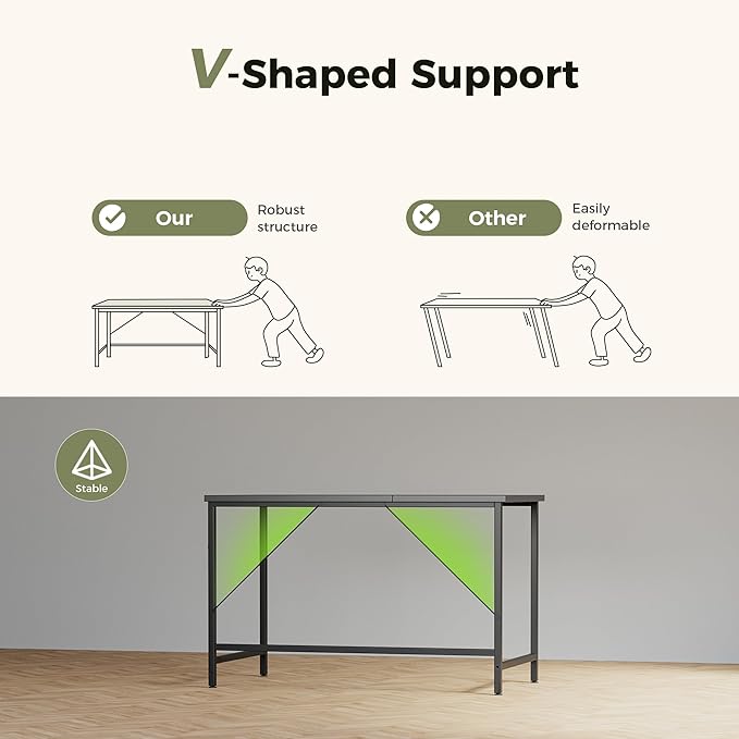 Mericonia 55 inch Computer Desk, Gaming Desk for Small Spaces, Modern Simple Style Table for Home Office, Study Student Writing Table