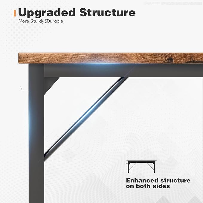 Shahoo 32 Inch Computer Desk, Wood Modern Simple Home Office Table for Small Spaces with Storage Bag and Headphone Hook for Home, Office, Study, Writing, Rustic Brown