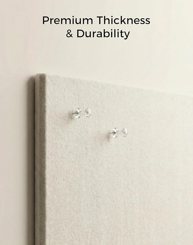 Aothia Felt Bulletin Board Tiles Large 48" x 36" Cork Board Alternative - 12-Pack with 70 Adhesive Tabs, Thick Slat Wall Panels for Office Decor, Push Pin Board Wall Organizer Alternative - Oatmeal