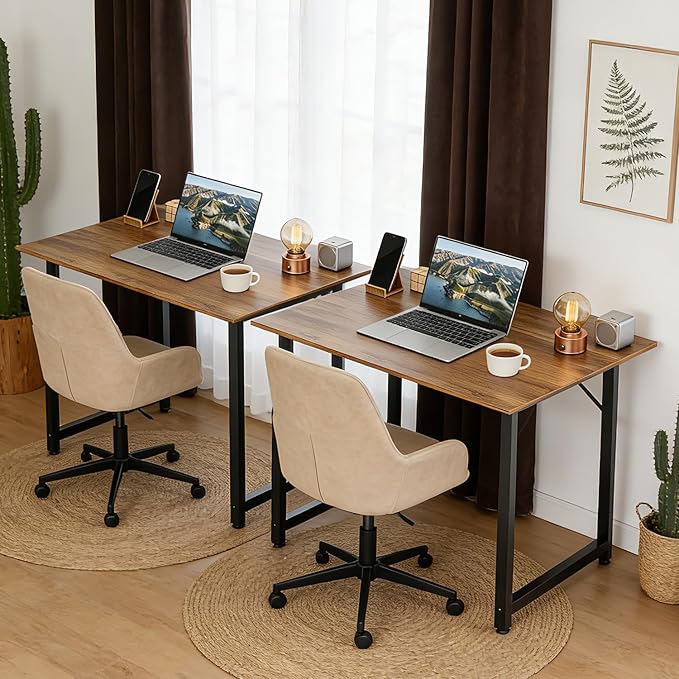 BestOffice Computer Desk,Home Office Desk, Modern Simple Style for Home Office Study Writing (Brown, 32 Inch,2 Pack)