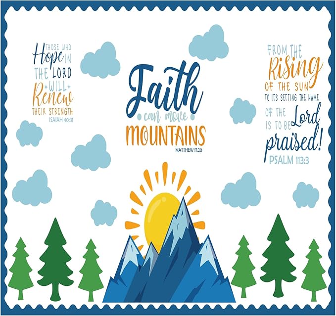 Faith Can Move Mountains Bulletin Board Decoration Religious Classroom Bulletin Board Faith Mountain Cutout for Sunday School Religious Classroom Home Wall Decor