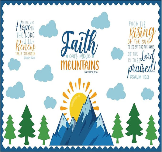 Faith Can Move Mountains Bulletin Board Decoration Religious Classroom Bulletin Board Faith Mountain Cutout for Sunday School Religious Classroom Home Wall Decor