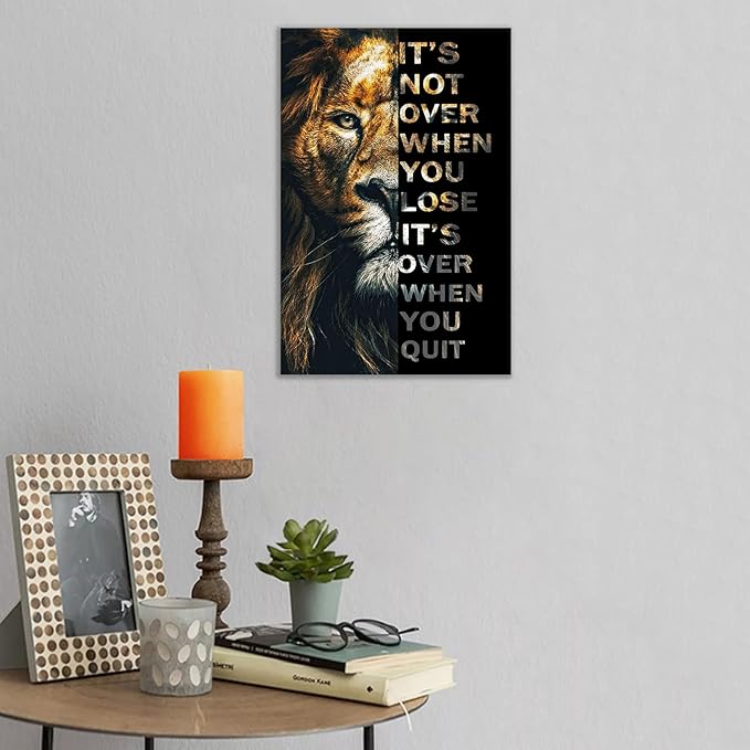 Inspirational Wall Art for Office Quotes Theme Wall Decor for Animal Leopard Motivational Canvas Prints Framed Wall Art for Bathrooms Modern Home Decor Artwork Framed Stretched [12''W x 18''H]