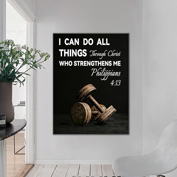 I Can Do All Things Motivational Office Wall ArtPositive Quotes Design Resilience Inspirational Picture Print Wall Decor Artwork for Modern Living Room School Gym Stretched and Framed [30''W X 40''H]