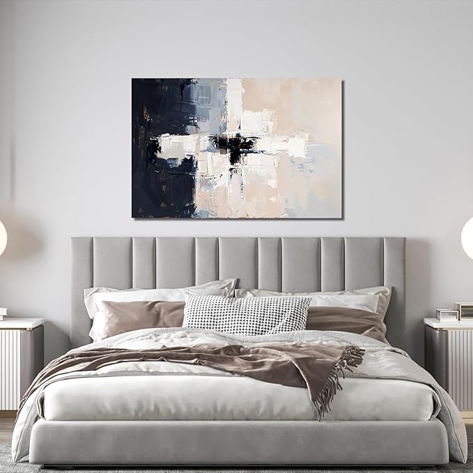 Abstract Wall Art Decor Modern Wall Art Pictures for Living Room Abstract Canvas Art Wall Decor Artwork for Walls Black and White Wall Art Decor White Wall Art Prints Home Office Decorations 32" X 48"