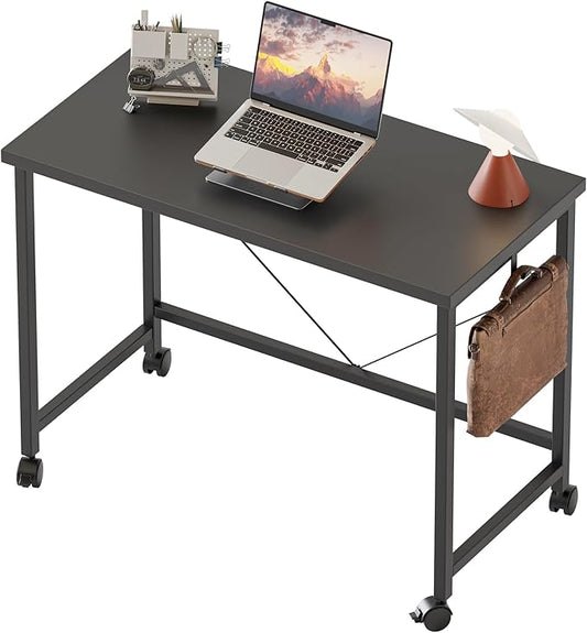 Mericonia 32 inch Rolling Computer Desk with Wheels, Gaming Desk for Small Spaces, Modern Simple Style Table for Home Office, Study Writing Table