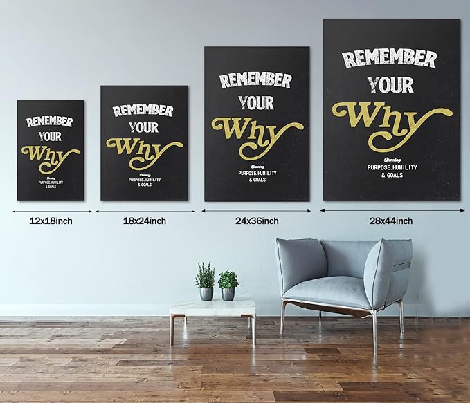 Yatsen Bridge Remember Your Why-Inspirational Office Quotes Wall Art Purpose Humility & Goals Verbs Artwork Easy to Hang-28x44 inches