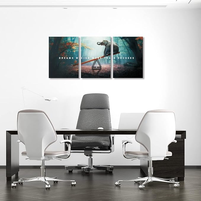 BWSPACE Motivational Wall Art Inspirational Quotes Poster Prints Modern Entrepreneur Office Wall Decoration for Bedroom Stretched and Framed Ready to Hang (12" W x 16" H x3)