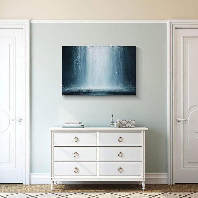 gaosoul Modern Abstract Canvas Wall Art Blue Fantasy Falls Paintings Stylish Framed Minimalism Artwork Prints for Living Room Bedroom Office Decor 36x24in