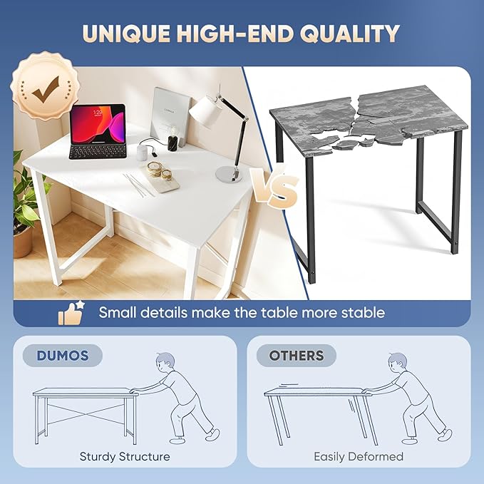 DUMOS 32 in Small Computer Desk for Home Office, Modern Study Work Table Simple Style for Bedroom, Writing Desks with X-Shaped Reinforcement, 2 Pack, White