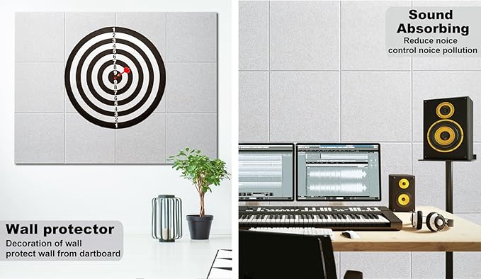 Felt Wall Tiles Bulletin Board Large Cork Board Alternative 6 Pack 11.81”x11.81”x0.47” Felt Pin Board Tack Board with Safe Removable Adhesive Tabs for Home Office School 36x24 (Light Camel)