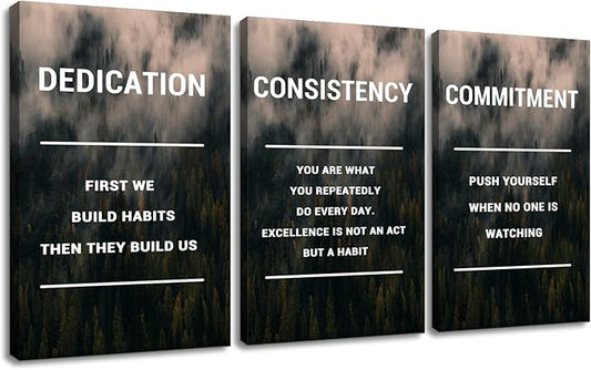3 Pieces Inspirational Canvas Wall Art Positive Home Decor Large Size Posters Print Motivational Quote Picture Painting Artwork for Living Room Office Gym School Stretched and Framed [72''Wx 36''H]