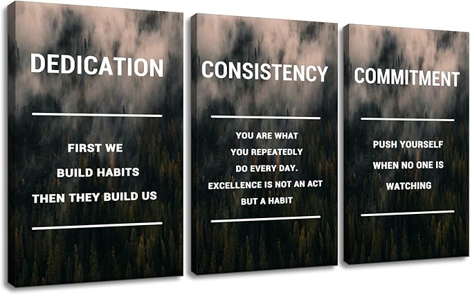 Motivational Canvas Posters Print Wall Art 3 Pieces Inspirational Entrepreneur Quotes Positive Signs Picture Painting Artwork for Modern Home Bedroom Teens Room Gym Stretched and Framed [48''Wx24''H]