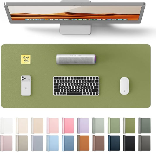 YSAGi Leather Desk Protector, Office Mat, Large Mouse Mat, Non-Slip PU Leather Blotter, Laptop Desk Pad, Waterproof Writing Pad for Office and Home (Green, 23.6" x 13.8")