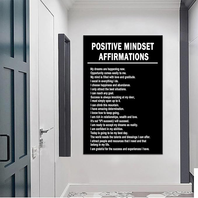 Inspirational Canvas Poster Positive Mindset Affirmations Motivational Wall Art for Office Entrepreneur Quotes Picture Print Artwork Living Room Classroom Gym Wall Decor Ready to Hang [24''Wx36''H]