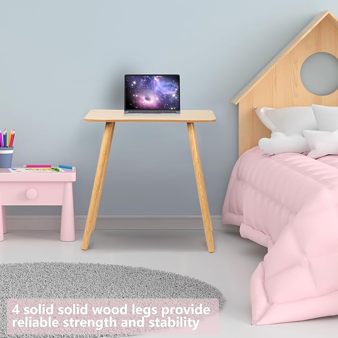Computer Desk Computer Writing Desk Style Desk Ergonomic Arc Design for Home Office Study PC Work Writing Table (Wooden)