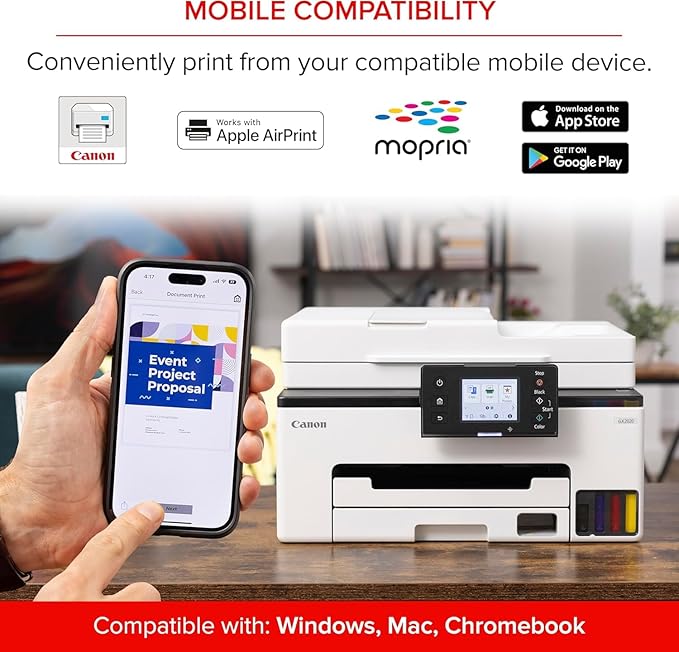 Canon MAXIFY GX2020 Wireless MegaTank All-in-One Color Printer Bundle | Print Copy Scan Fax | for Home Office Small Business High Volume Documents + Cleaning Kit + Ethernet Cable + More (8 Items)
