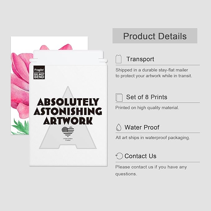 SIGNWIN Adhesive Canvas Poster Bathroom Decor, Wall Art Room Decor Multicolor for Living Room, Bedroom, Office Pink Daisy Jungle Tropical Botanical Palm Leaf Nature Abstract Shapes - 12"x16"x 8
