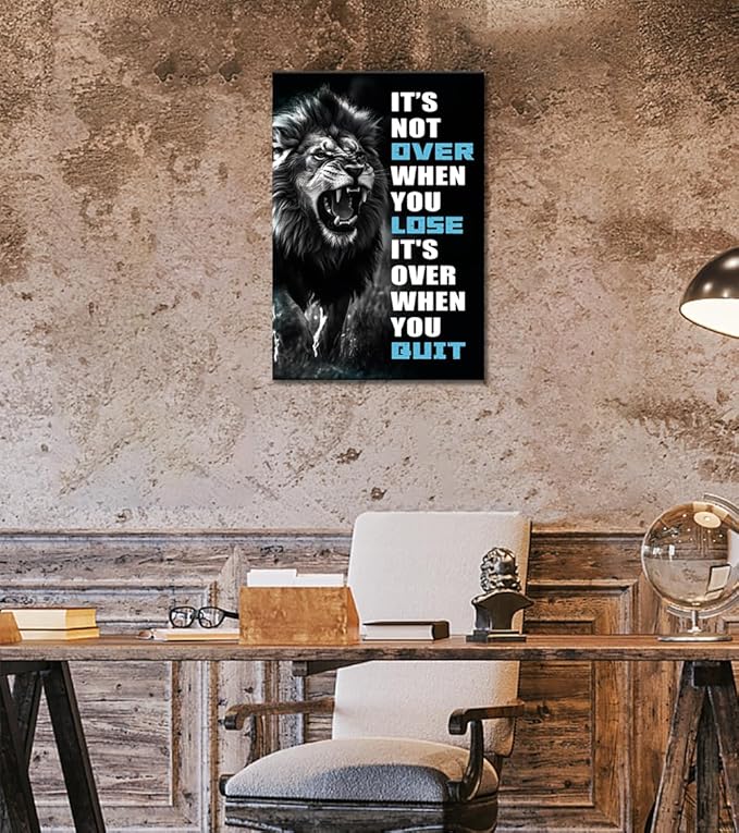 Novatique Inspirational Wall Decor Motivational Office Canvas Wall Art f Lion Picture Print Ready to Hang Motivational Quote Poster Room Decor for Bedroom,12 x 16inch