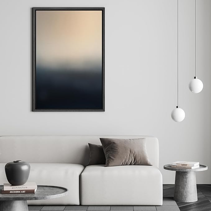 SIGNFORD Framed Canvas Print Wall Art Dark Eclipse Abstract Rich Chocolate and Burnt Umber Abstract Illustrations Modern Art Decorative Relax/Zen for Living Room, Bedroom, Office - 16"x24" Black