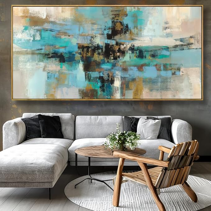 Wall Art Abstract Canvas Painting Green Fantasy Colorful Wall Decor Modern Artwork for Living Room Bedroom Dining Room Home Office Decor 20"x40" with Framed